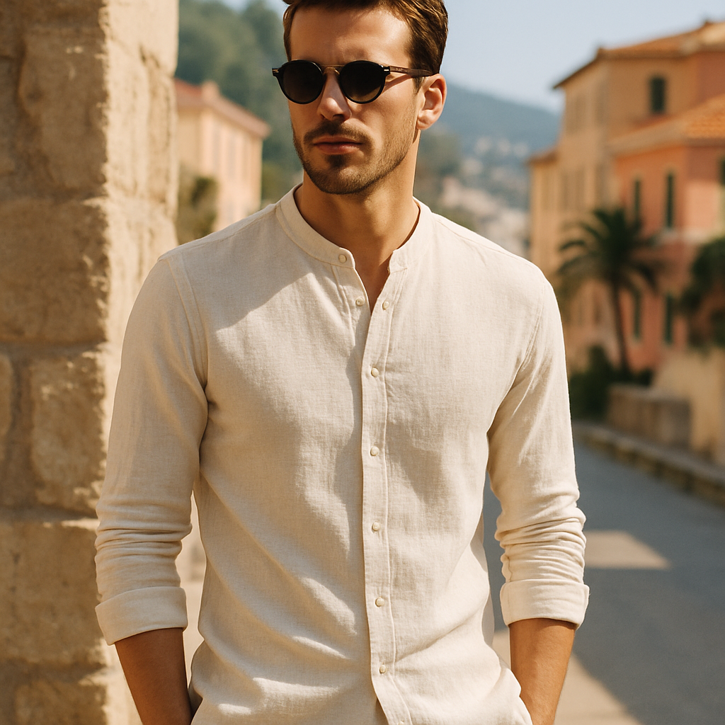 Henley Shirt Men’s Ardenze Slim Fit Cotton-Linen