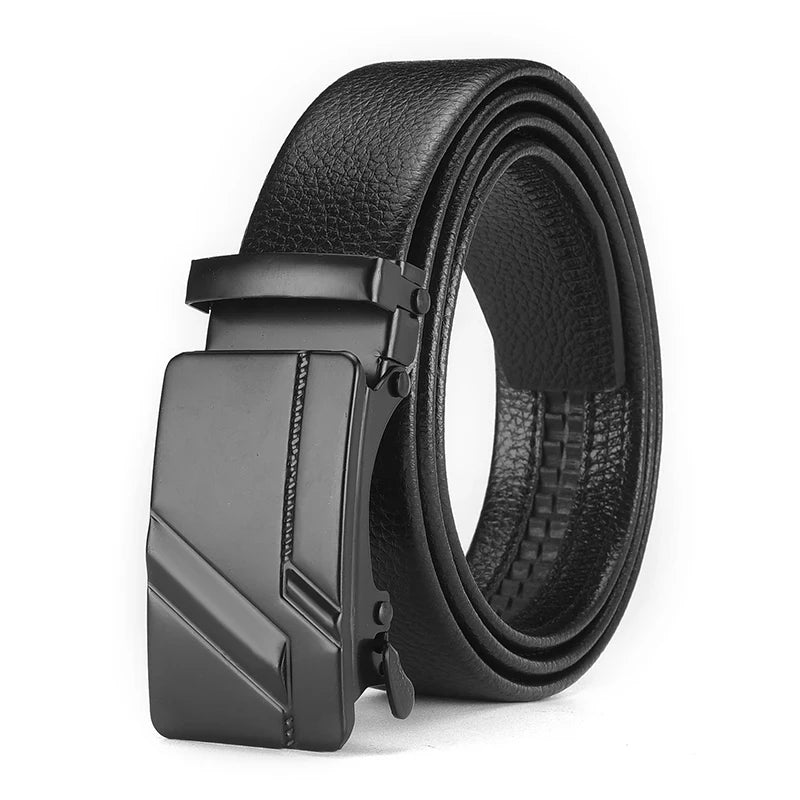 Belt Men’s Ardenze Fashion Business Metal Buckle High-Quality PU Leather Black 120cm