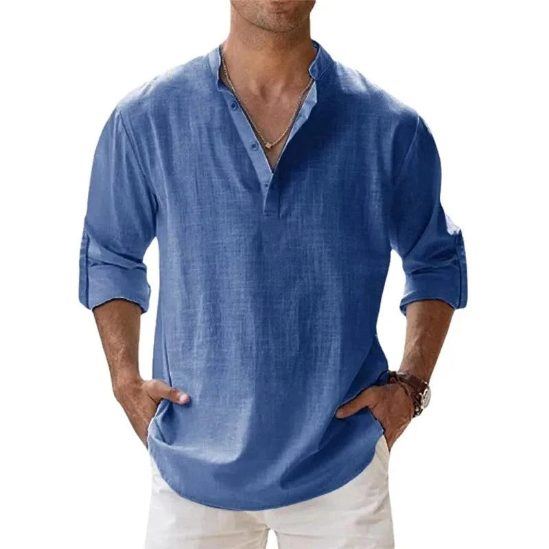 Henley Shirt Men’s Ardenze Cotton‑Linen Beach
