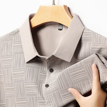 Men's Printed Business Casual Polo Shirt – Short Sleeve, Breathable Comfort