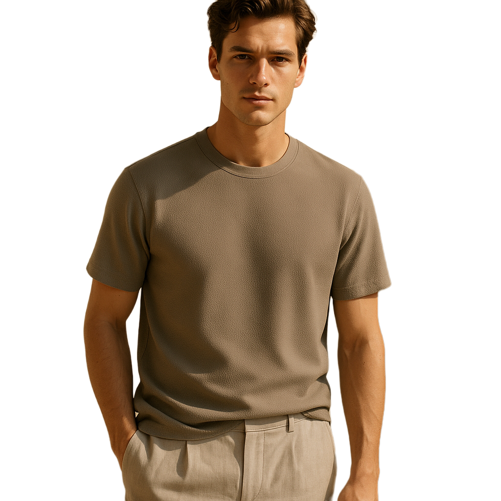 Crew Neck Tee Men’s Ardenze Ice Silk Loose Fit Waffle Texture