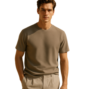 Crew Neck Tee Men’s Ardenze Ice Silk Loose Fit Waffle Texture